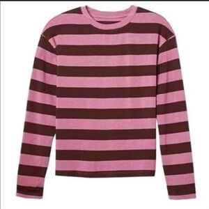 A New Day Pink & Brown Striped Long Sleeve Top – Medium